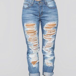 Distressed Jeans - Light Blue Wash